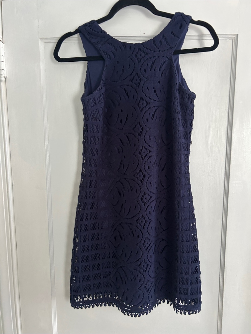 Lilly Pulitzer Navy Crochet Pom-Hem Shift Dress - Picture 2 of 5